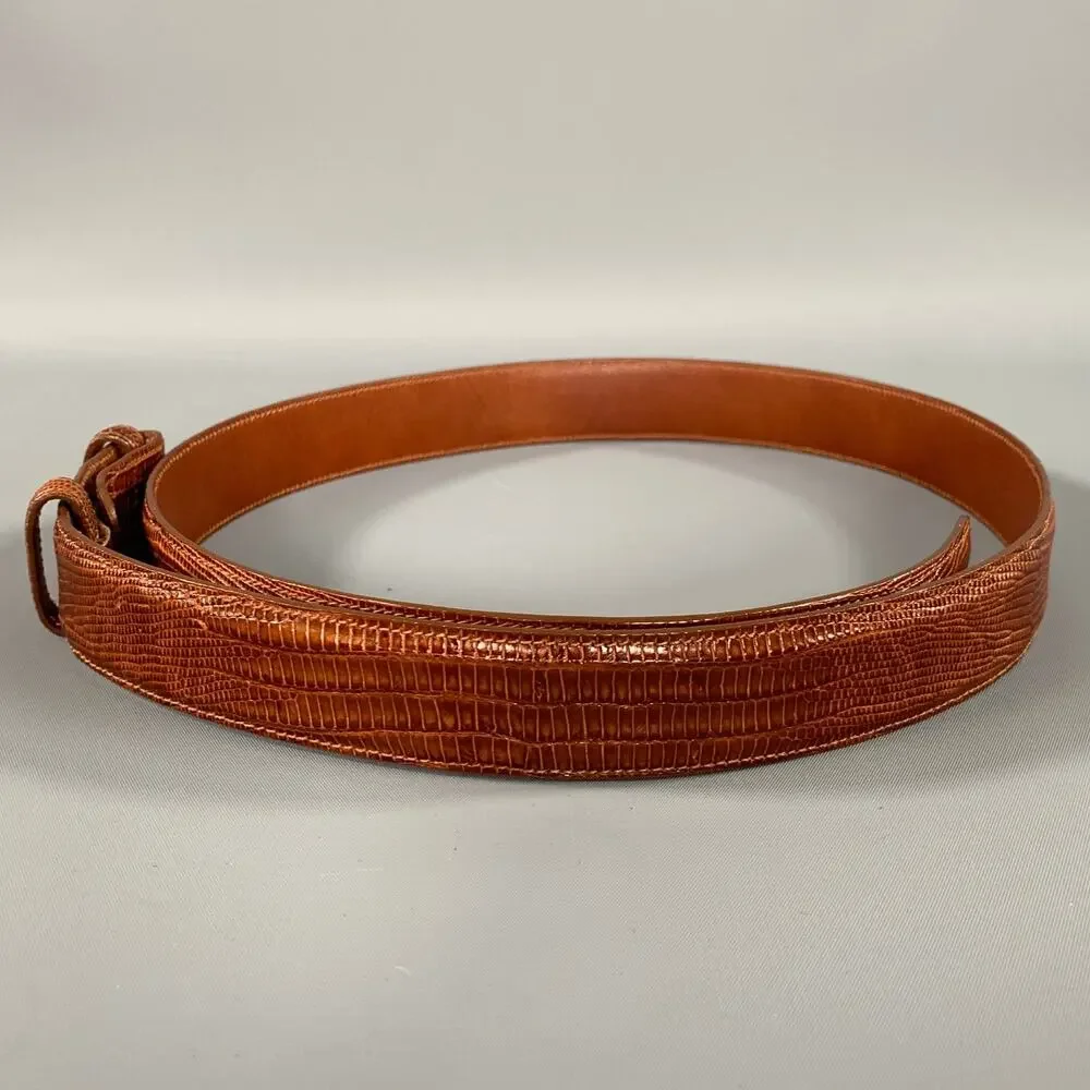 COACH Size 38 Brown Crackled Lizard Belt